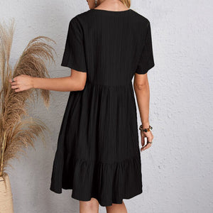 Vestido Boho Leve, Decote em V com Babados Delicados