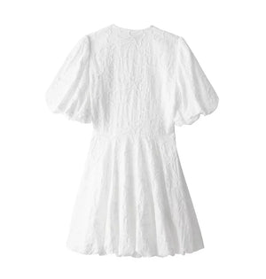 Mini Vestido Branco com Saia e Manga Bufante - Donna Boneca