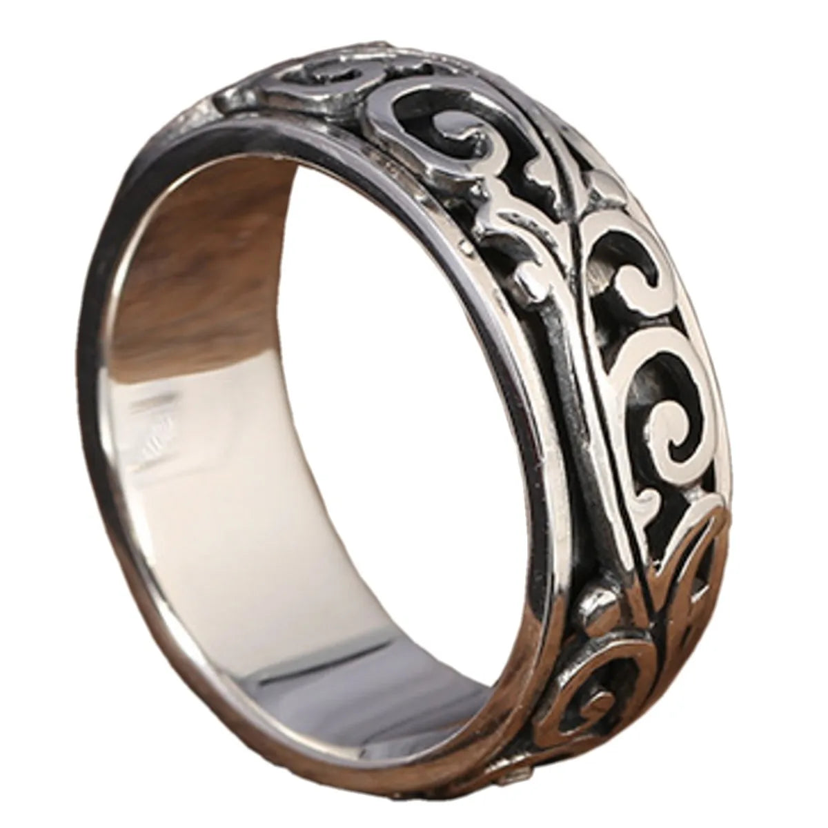 Anel de Prata Masculino Estilo Étnico