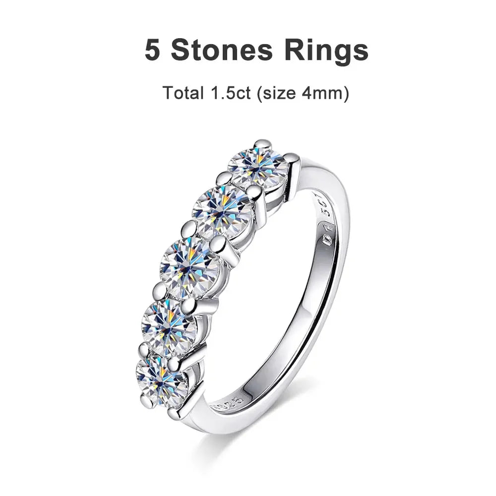 Aliança com Pedras de Diamantes Moissanites