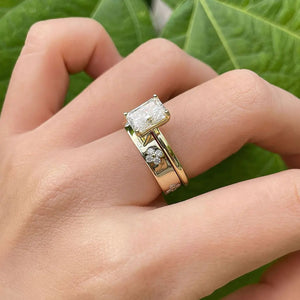 Aliança e Anel com Diamantes Moissanites