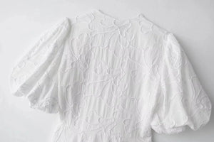Mini Vestido Branco com Saia e Manga Bufante - Donna Boneca