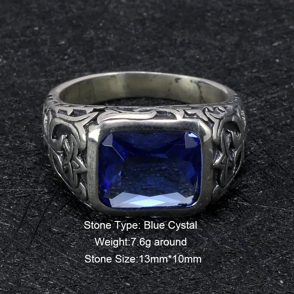 Anel de Prata Masculino  com Pedra Azul e Turquesa