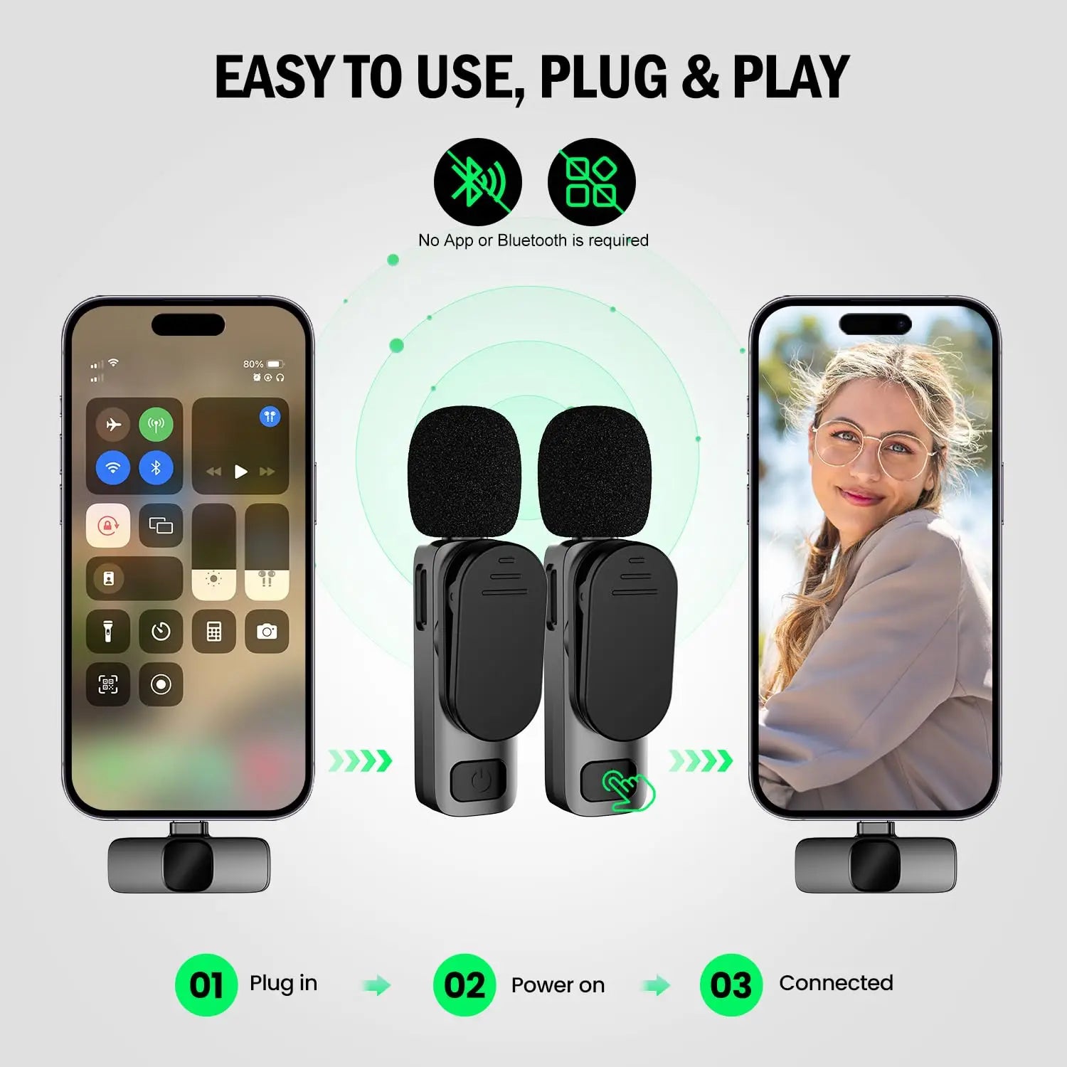 Kit Mini Microfone para Iphone e Android