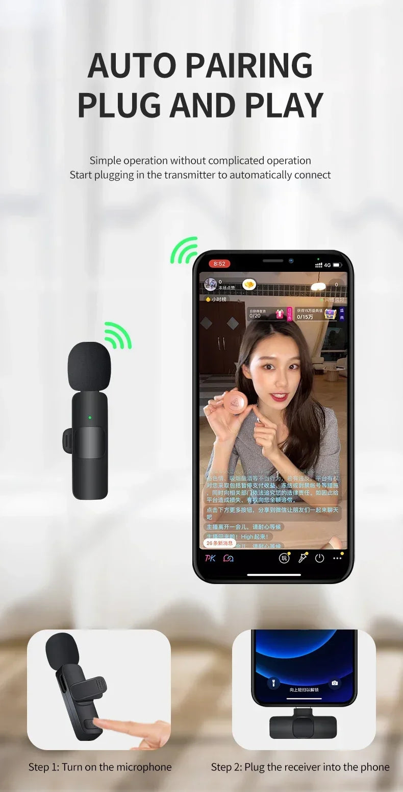 Kit Mini Microfone para Iphone e Android
